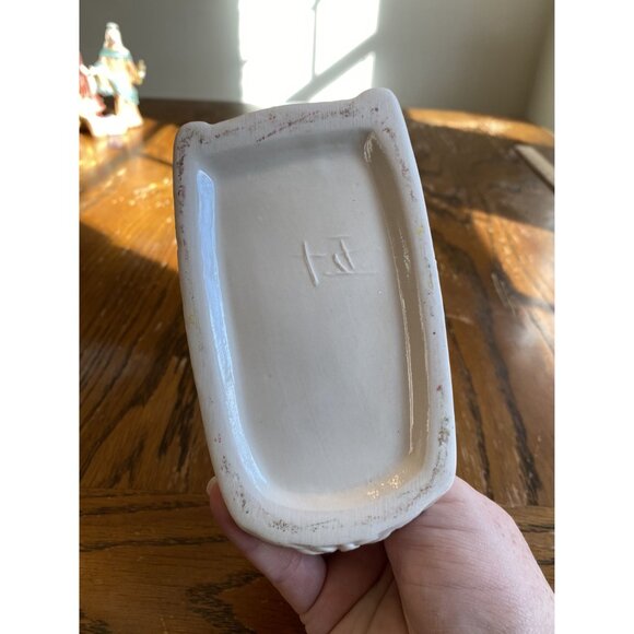 Vintage White Ceramic Sleigh Planter With Floral Design - Picture 7 of 7